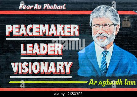 Belfast, Northern Ireland. 4 May 2014 - Mural in honour of Gerry Adams Credit:  Stephen Barnes/Alamy Live News Stock Photo