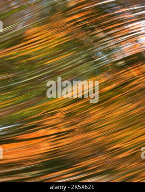 Nature Abstract - Autumn river reflections in fast flowing river - Scotland, UK Stock Photo