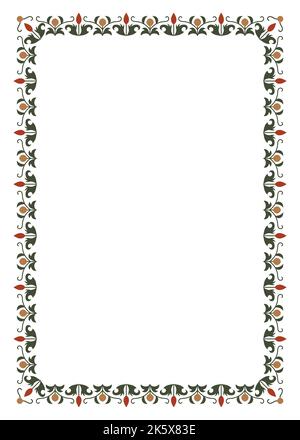Floral rectangular frame. Vintage festive banner. Multicolored vector illustration Stock Vector