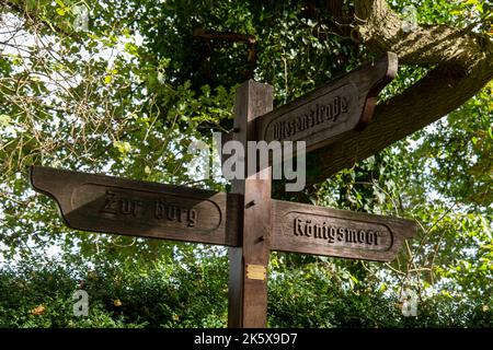 Hiking path sign to the Königsmoor raised bog near Hagen im Bremischen, Cuxhaven, Lower Saxony, Germany Stock Photo