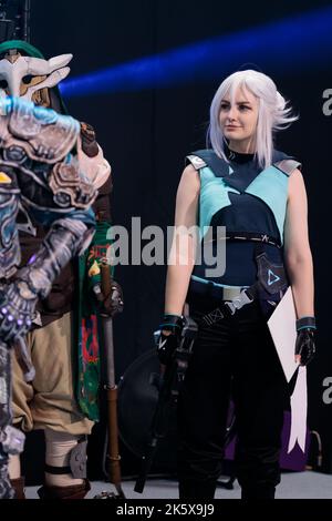 Poland, Poznan - October 09, 2022: Cosplay Valorant Jett Cosplay - Poznan Game Arena, video game characters. Stock Photo