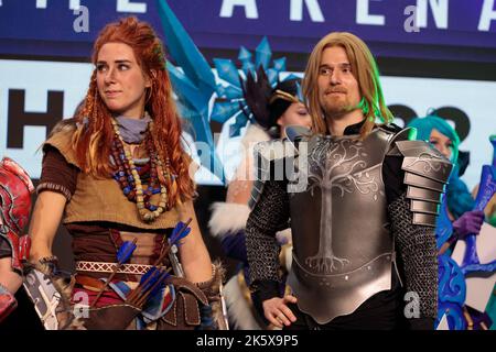 Poland, Poznan - October 09, 2022: Poznan Game Arena, video game characters, cosplay. Stock Photo