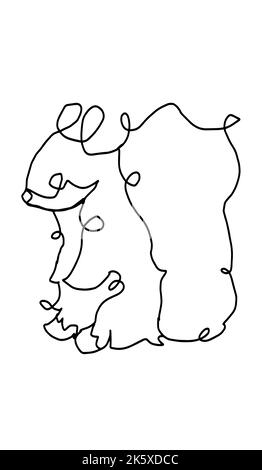 one black line drawing of a squirrel. Vector illustration Stock Vector