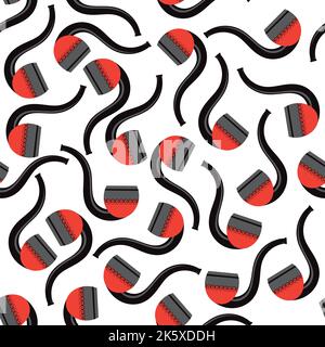 Wooden Smoking Pipe Silhouette Seamless Pattern Isolated on White Background Stock Photo