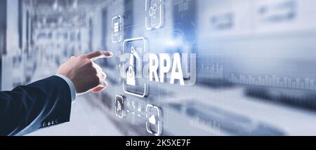RPA Robotic Process Automation system. Big data and business concept Stock Photo