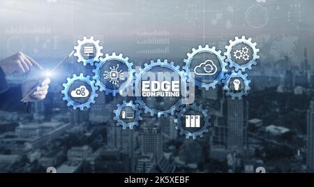 EDGE Computing technology internet concept. Mixed Media Stock Photo
