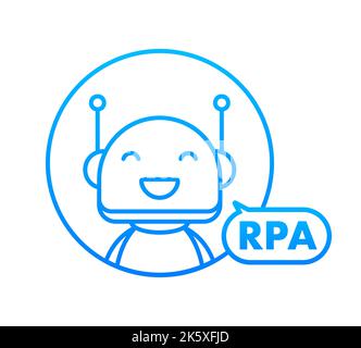 RPA Robotic process automation. Artificial intelligence, machine learning. Vector stock illustration. Stock Vector
