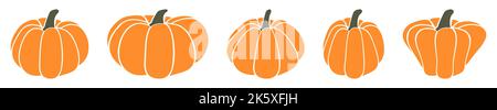 Set of pumpkin icons. Sign kit of halloween. Vector Illustration Stock Vector