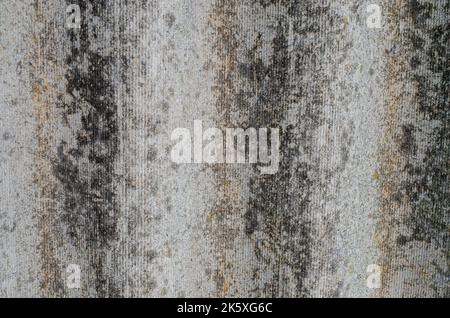 Gray wavy slate for the roof. Vertical view. Close-up. Background. Texture. asbestos sheets old roof, old grey metal background. the view from the top Stock Photo