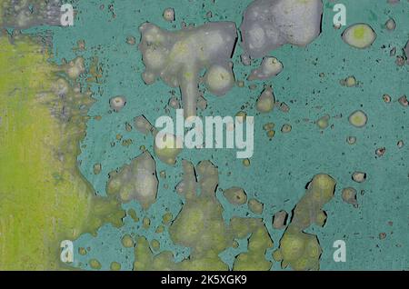 Old rusty sheet of iron. Close-up. Background. Texture. An old ferrous sheet is covered by disseminations of blight. Stock Photo