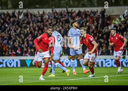 Emmanuel Dennis #25 of Nottingham Forest celebrates scoring during the