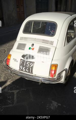 Classic Fiat 500 Cinquecento Motor Car parked in Florence Italy Stock Photo