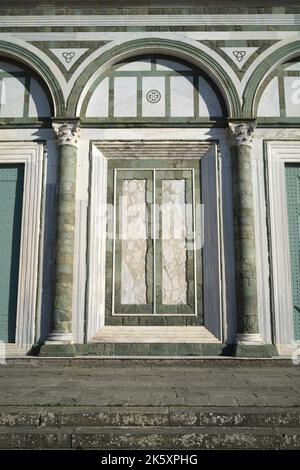 Detail of the facade of the Basilica San Miniato al Monte, Florence ...