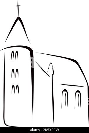 Catholic church building symbol black and white Stock Vector Image ...