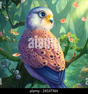 illustration of a very beautiful bird in the forest Stock Photo