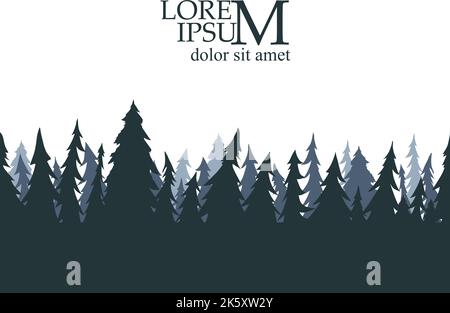 Vector illustration of a spruce forest. Background with green trees ...