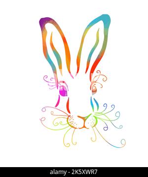 colored face of a hare. Vector illustration Stock Vector