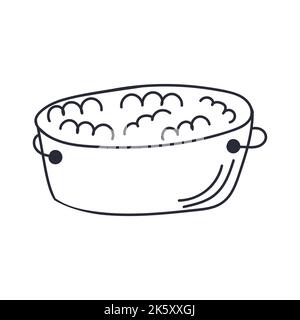 Basin for washing clothes in hand drawn doodle style. Vector illustration Stock Vector