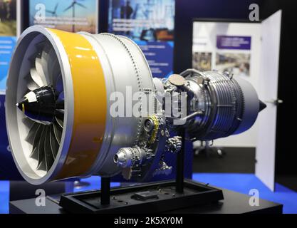 December 8, 2021, Sochi, Russia. Layout of the Russian PD-14 jet aircraft engine Stock Photo