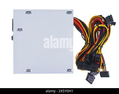 power supply for a computer, a spare part for a computer, on a white background Stock Photo