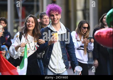 New York, USA. 10th Oct, 2022. People march in the 78th Annual Columbus Day Parade in New York, NY, October 10, 2022. (Photo by Anthony Behar/Sipa USA) Credit: Sipa USA/Alamy Live News Stock Photo