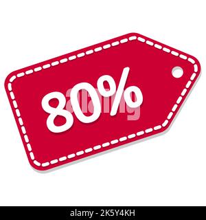 80 percent discount. Black Friday sale illustration. Vector tag. Stock Vector