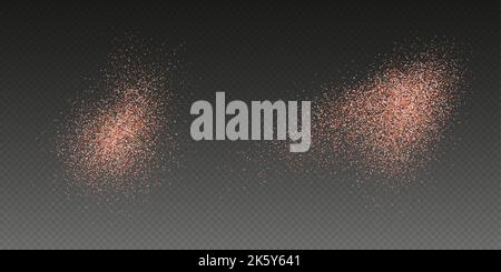 Himalayan salt splashes, pink flying salt, sugar body scrub top view. Realistic falling cosmetic powder Stock Vector