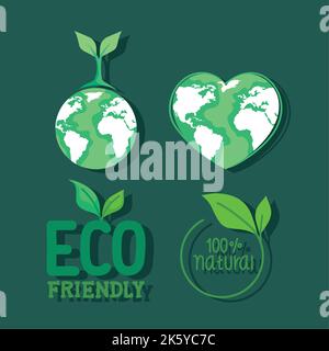 four eco friendly icons Stock Vector