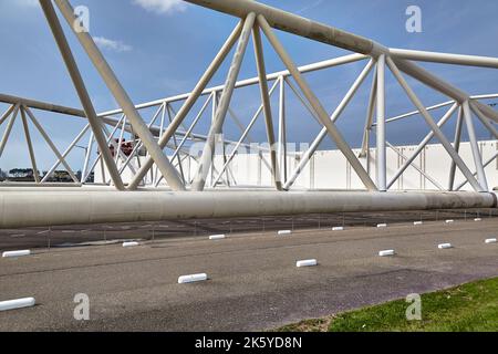 Structure of a movable flood barrier gate Stock Photo
