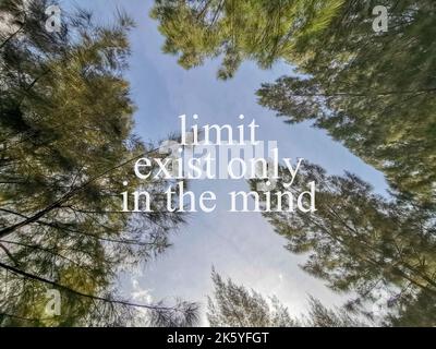 Inspirational motivating quote on nature background. 'Limit exist only in the mind.' Stock Photo