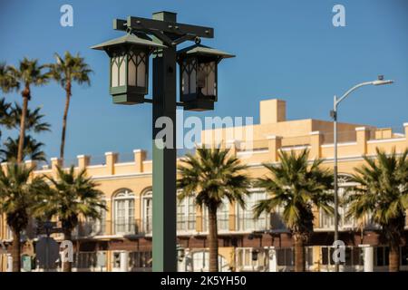 Street lamp framed view of downtown Chandler, Arizona, USA. Stock Photo