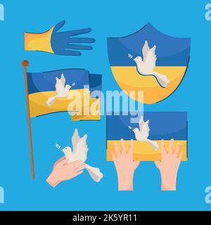 five ukraine peace icons Stock Vector