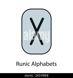 Runic Alphabets. Complete collection of Rune alphabet, futhark. Writing ancient Germans. Vector Mystical symbols.  Esoteric, occult, magic illustratio Stock Vector