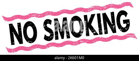 NO SMOKING text written on pink-black lines stamp sign. Stock Photo