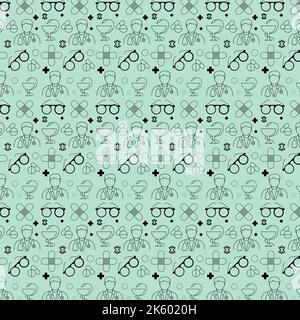 medical pattern with pills crosses doctor glasses medicine logo medical plaster Stock Vector