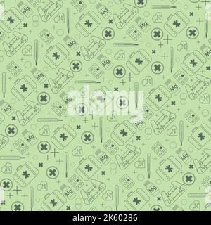 medical pattern with pills health kit thermometer heart medical test results Stock Vector