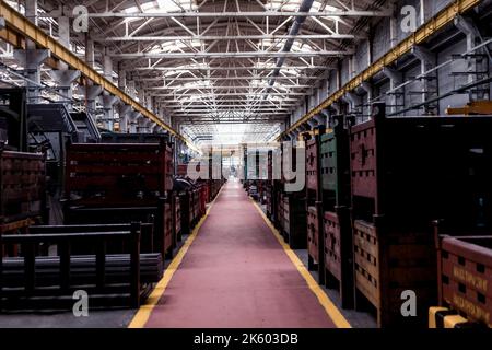 Workshop on production of handling removable devices. Factory workshop interior Stock Photo