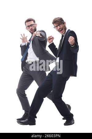 business colleagues shaking hands with each other in the workplace Stock Photo