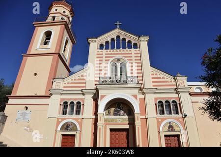 Conca dei Marini - Facciata della Chiesa di San Pancrazio Stock Photo