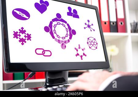 Friendship concept shown on a computer screen Stock Photo