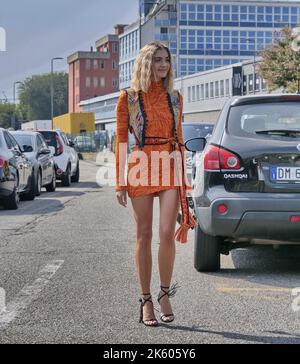 Alessia Lanza street style outfit before Etro Fashion Show at Milan Fashion  Week spring /summer woman collections 2023 Stock Photo - Alamy