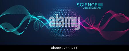 Quantum computing concept. Quantum processing. Artificial intelligence quantum computer technology . Future new technology for business or science Stock Vector