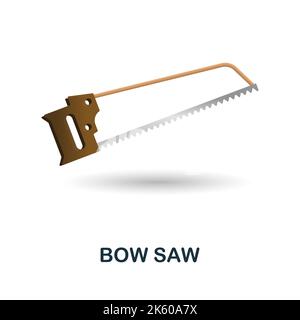 Bow Saw icon. 3d illustration from outdoor recreation collection. Creative Bow Saw 3d icon for web design, templates, infographics and more Stock Vector