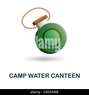 Camp Water Canteen icon. 3d illustration from outdoor recreation collection. Creative Camp Water Canteen 3d icon for web design, templates Stock Vector