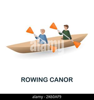 Rowing Canor icon. 3d illustration from outdoor recreation collection. Creative Rowing Canor 3d icon for web design, templates, infographics and more Stock Vector