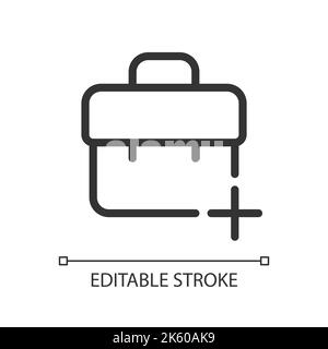 Briefcase with plus pixel perfect linear ui icon Stock Vector