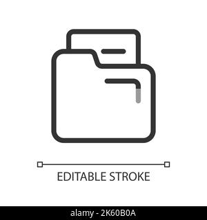 Document in folder pixel perfect linear ui icon Stock Vector