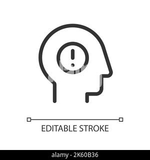 Mental health issues pixel perfect linear ui icon Stock Vector