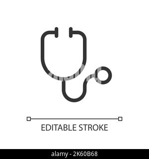 Stethoscope pixel perfect linear ui icon Stock Vector