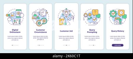 Principles of personalization onboarding mobile app screen Stock Vector